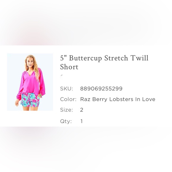 NWT Lily Pulitzer Buttercup Stretch Shorts- LOBSTERS IN LOVE pattern - Picture 3 of 5